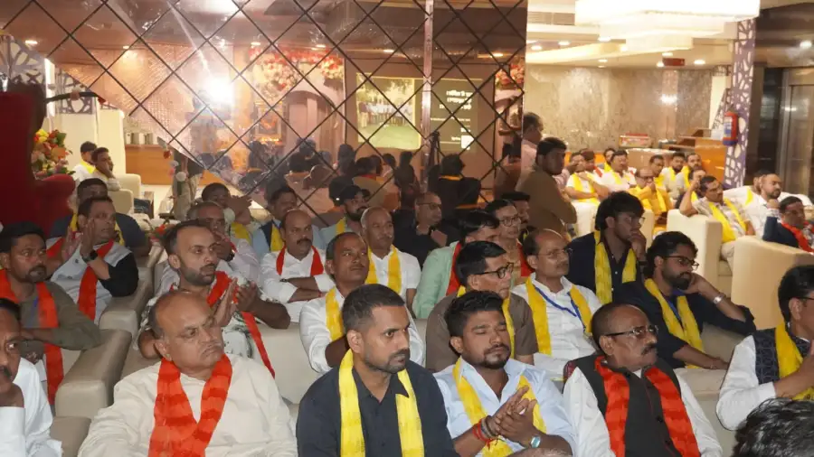 A full hall at the Dashak Samvad and Foundation Day ceremony, Indirapuram