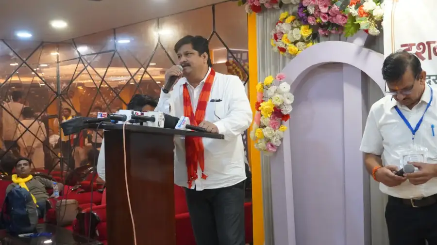 A speaker at the lectern later in the programme